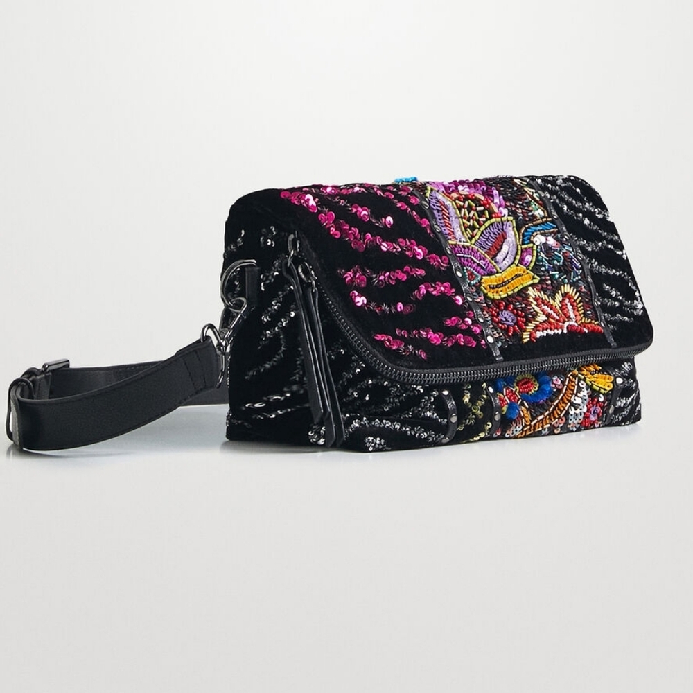 Desigual Velvet Sequin Crossbody Bag New